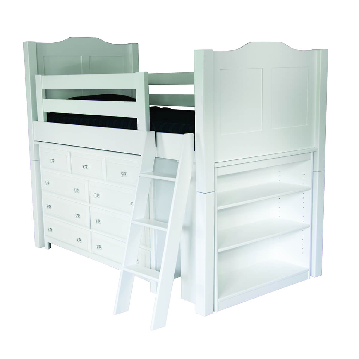 Read more about the article Low Loft Bed with 9 Drawer Dresser