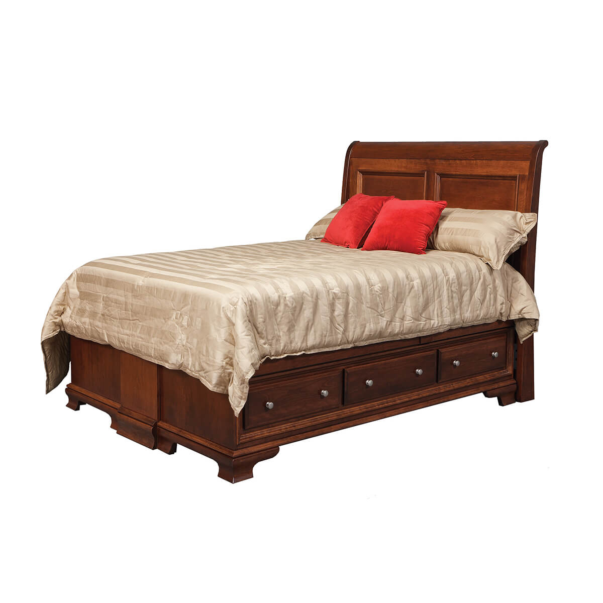 Read more about the article Classic Sleigh Pedestal Bed with 6 Drawers (3 per side)